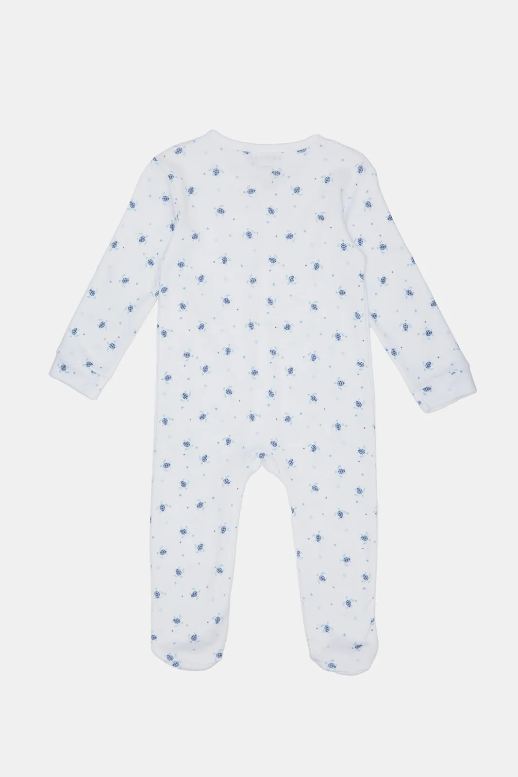 Baby White And Blue Printed Sleepsuit Set (Pack of 2)