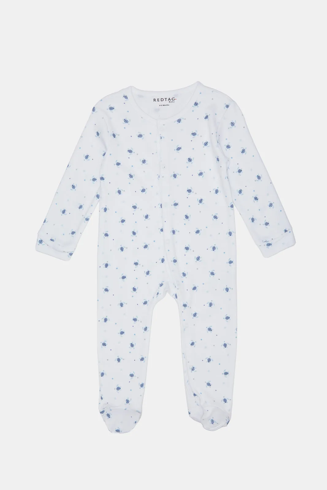 Baby White And Blue Printed Sleepsuit Set (Pack of 2)