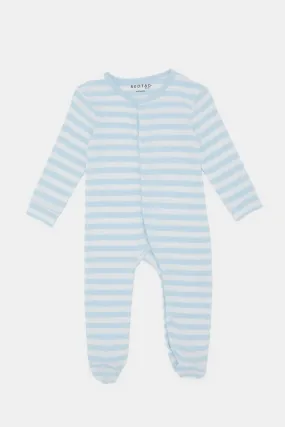Baby White And Blue Printed Sleepsuit Set (Pack of 2)