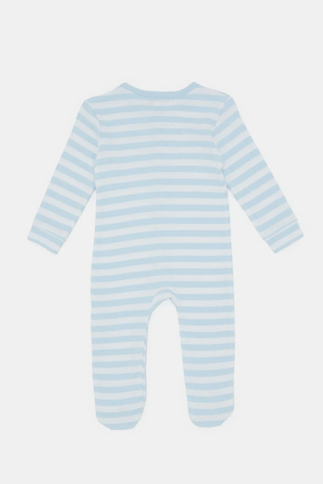 Baby White And Blue Printed Sleepsuit Set (Pack of 2)
