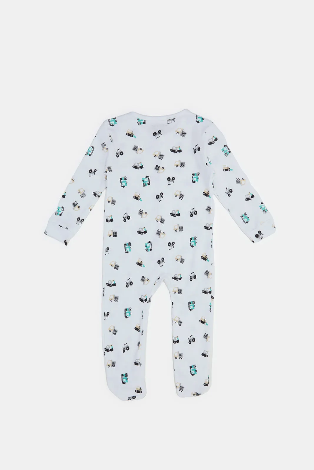 Baby White And Grey Mélange Sleepsuit Set (Pack of 2)