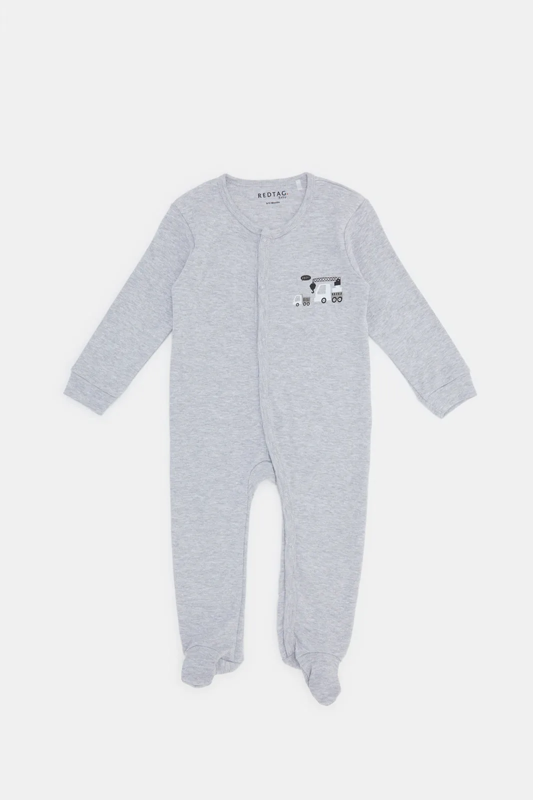 Baby White And Grey Mélange Sleepsuit Set (Pack of 2)