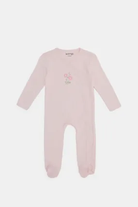 Baby White And Pink Sleepsuit Set (Pack of 2)