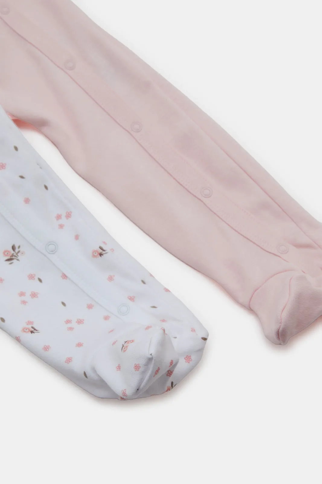 Baby White And Pink Sleepsuit Set (Pack of 2)