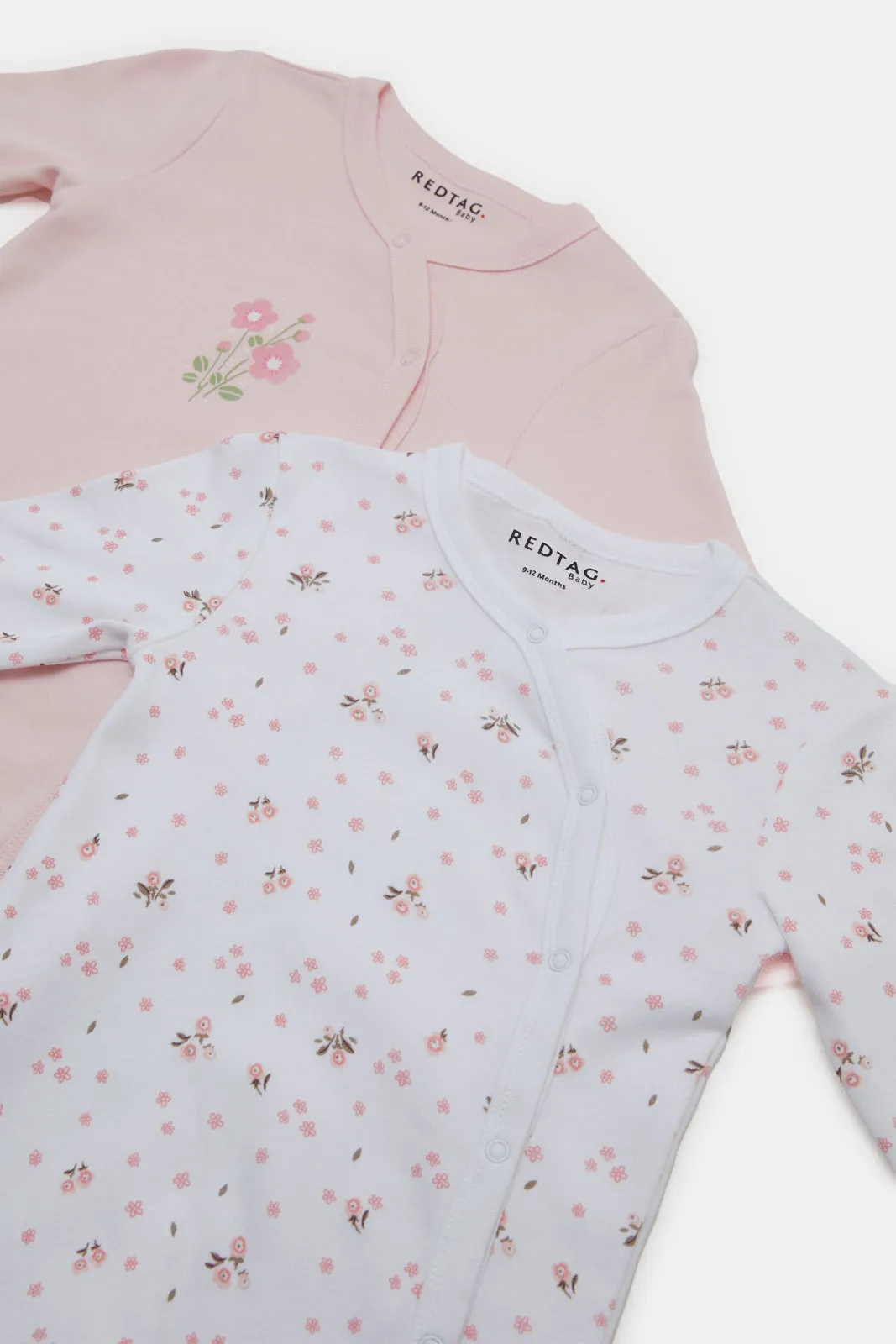 Baby White And Pink Sleepsuit Set (Pack of 2)