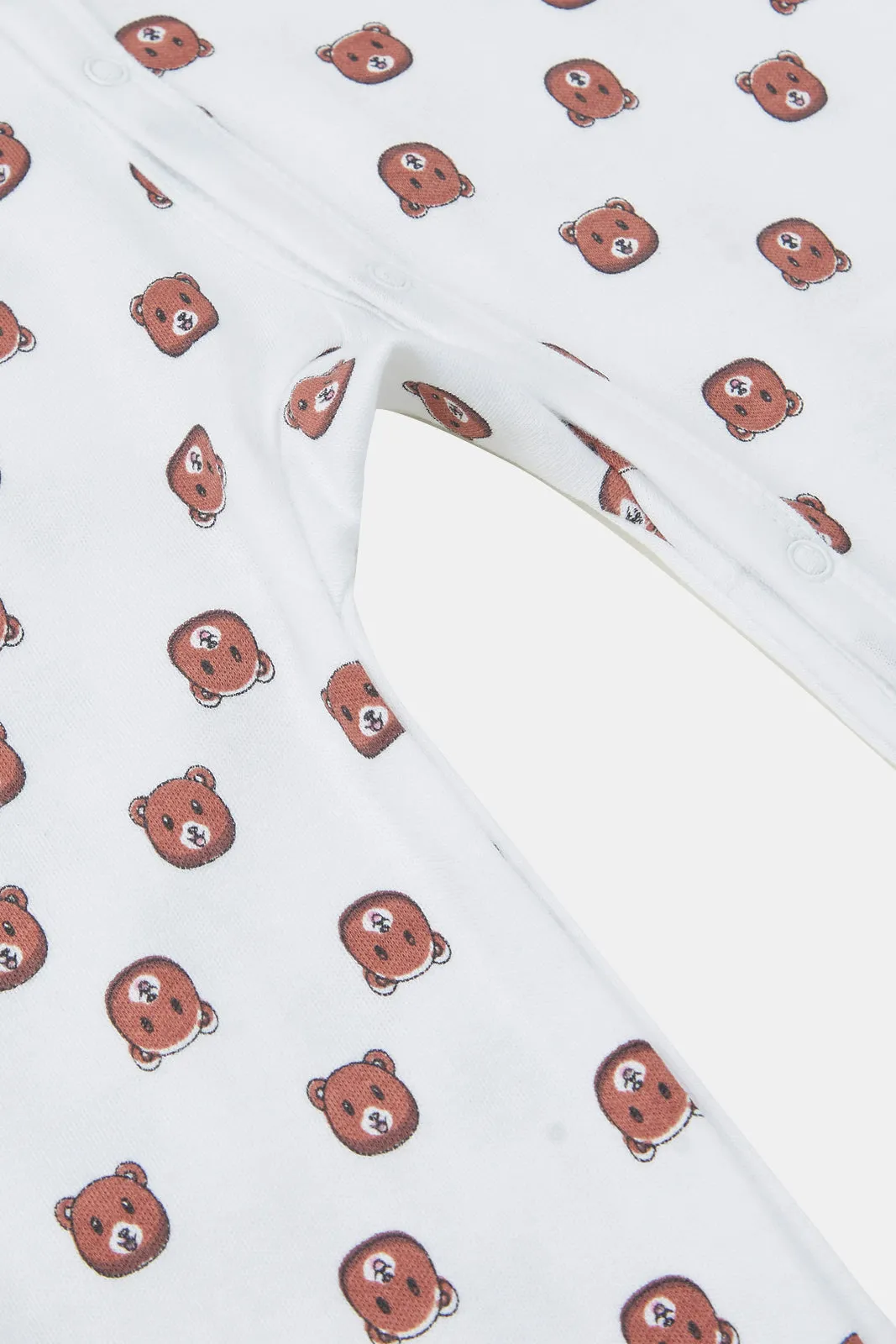 Baby White Bear Printed Sleepsuit