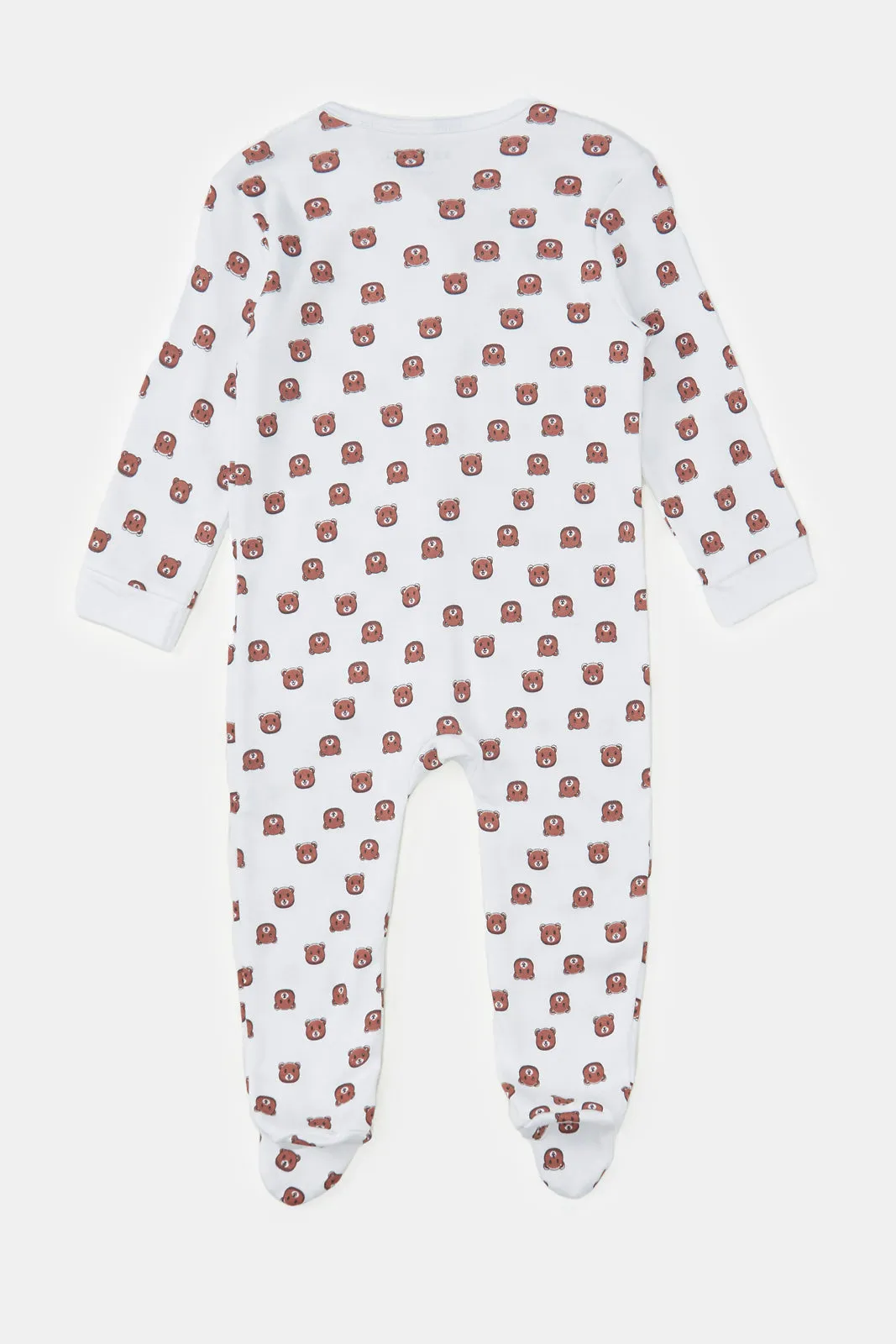 Baby White Bear Printed Sleepsuit