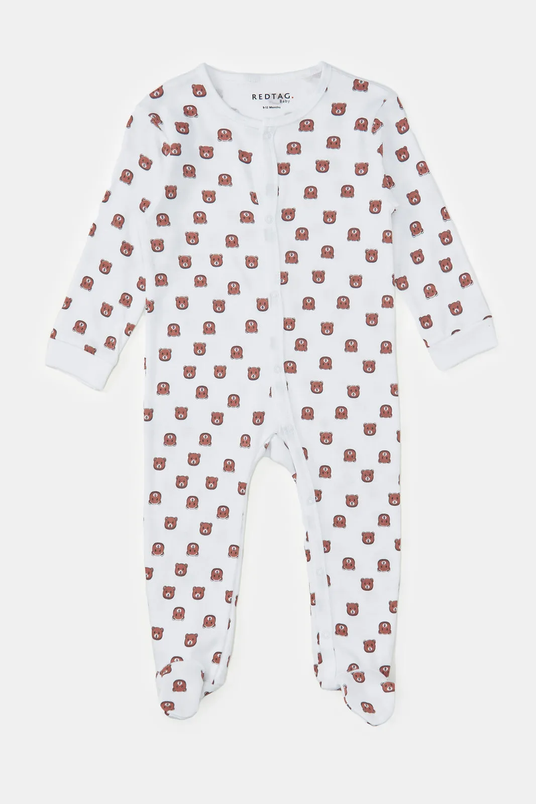 Baby White Bear Printed Sleepsuit