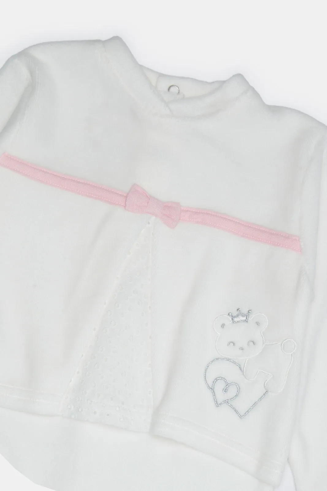 Baby White Embellished Sleepsuit
