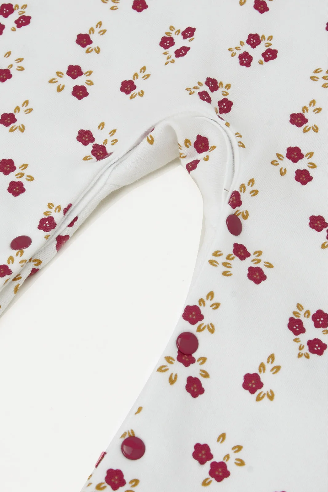 Baby White Floral Print Sleepsuit