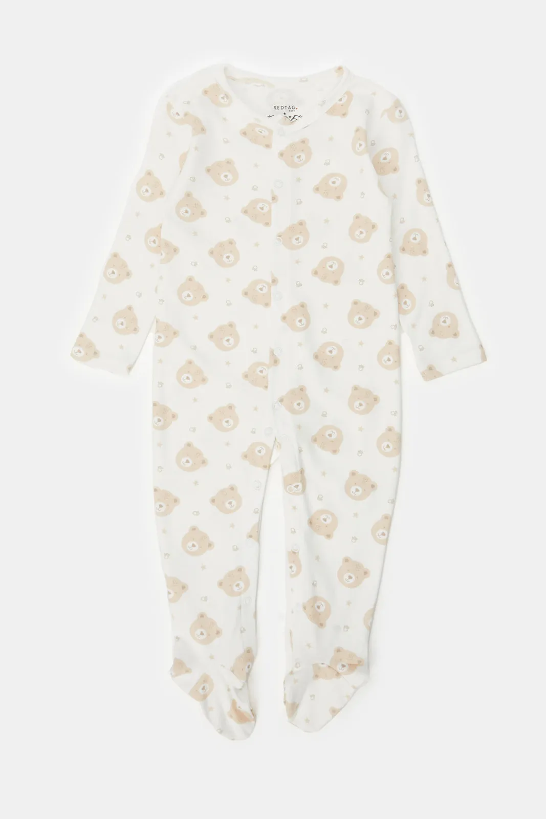 Baby White Printed Sleepsuit