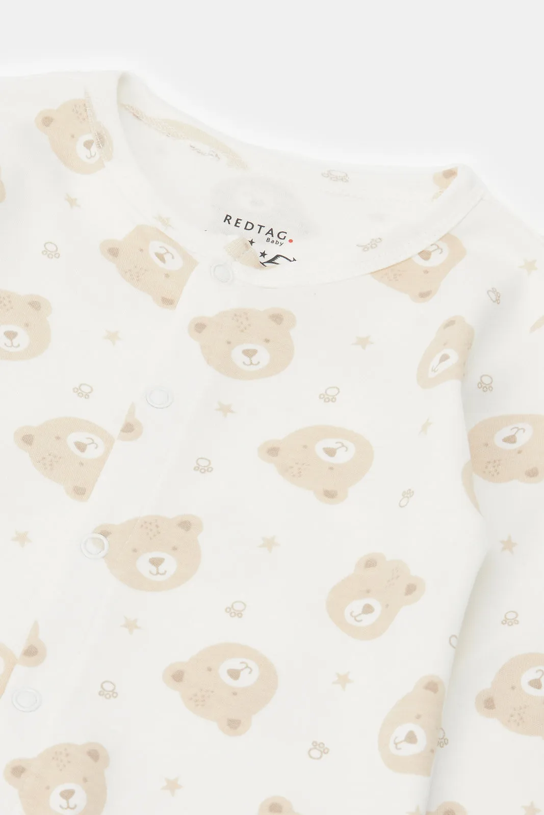 Baby White Printed Sleepsuit