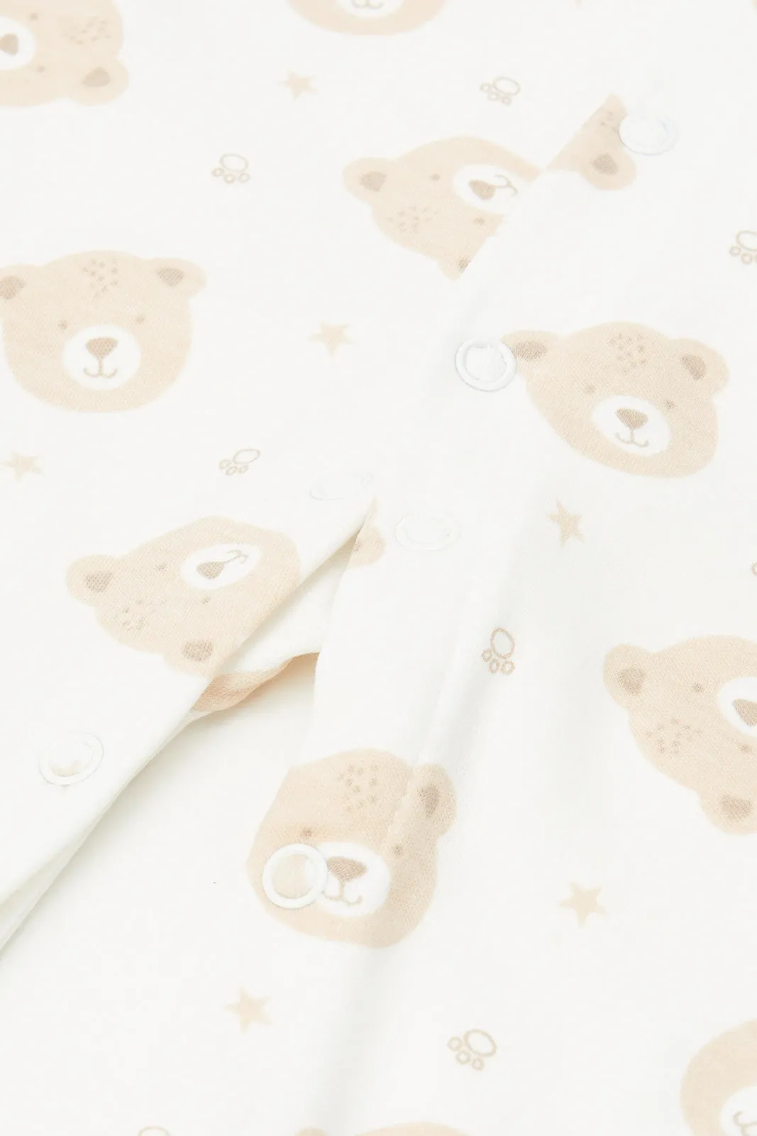 Baby White Printed Sleepsuit
