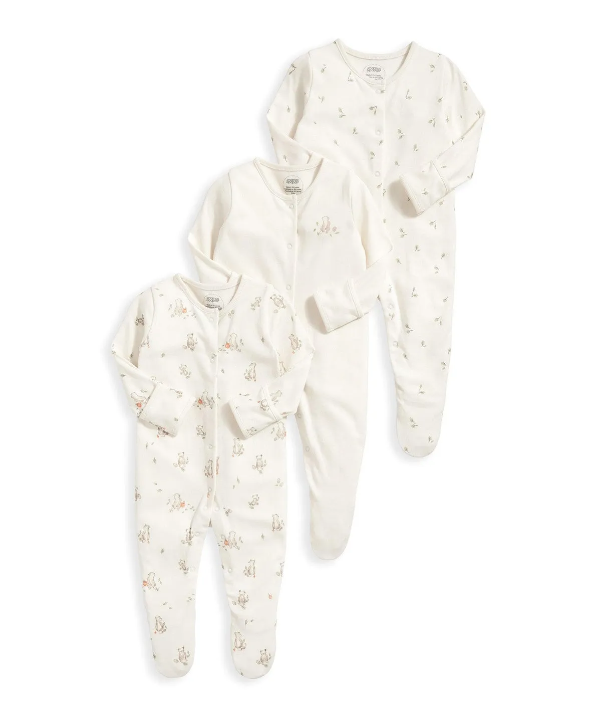 Bear Sleepsuits (Set of 3) - Sand