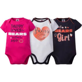 Bears Girls 3 Pack Short Sleeved Onesies