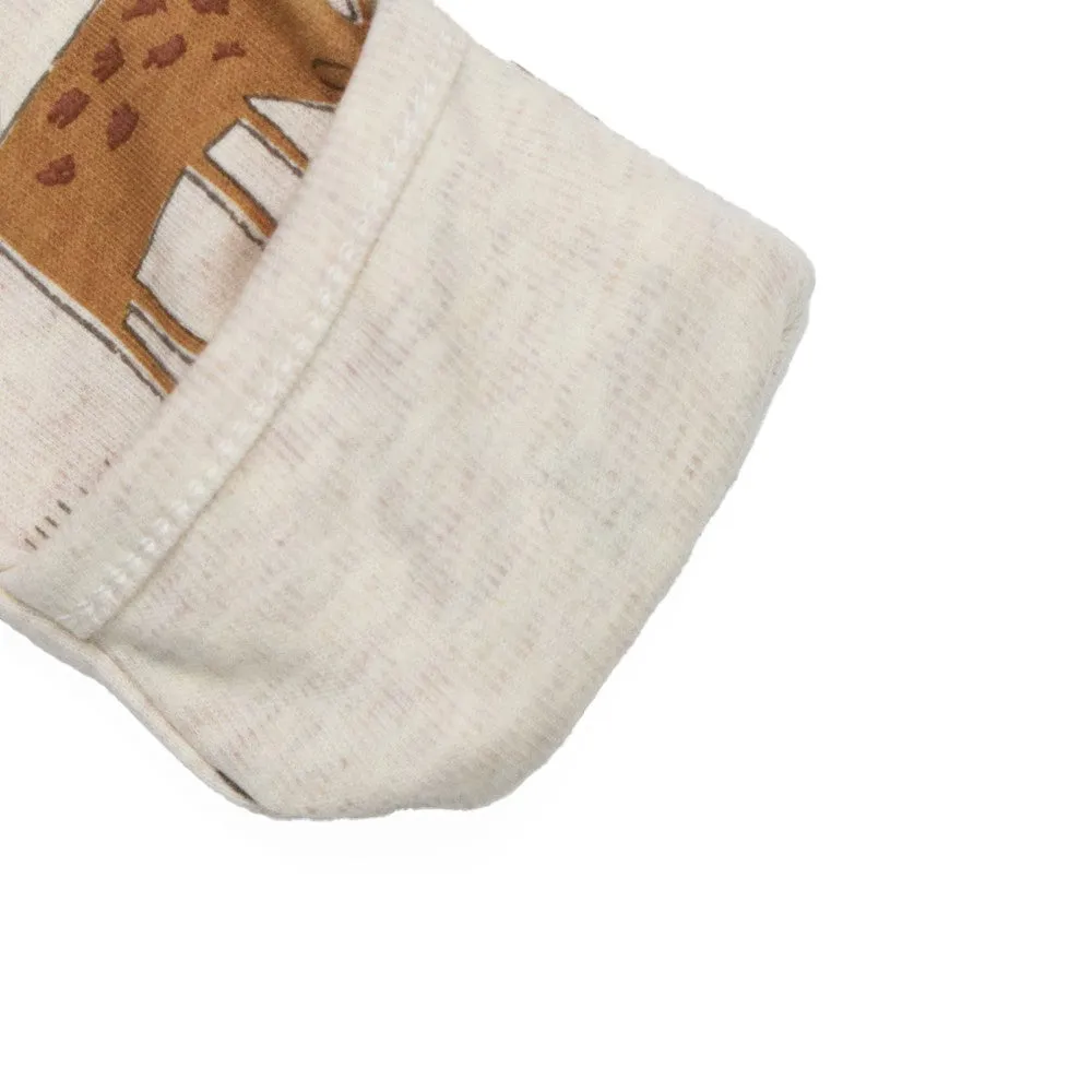 Beige Out Door Adventures Theme Footsie With Folded Mittens- Pack Of 3