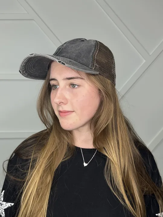 Black Hat with Brown Mesh
