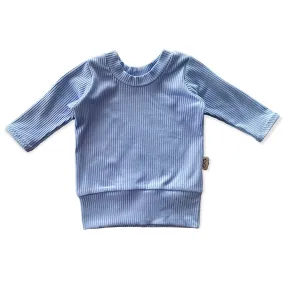 Blue Ribbed Lounge Top