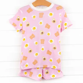 Brunch Club Bamboo Pajama Short Set, Pink