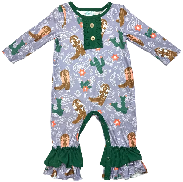 Cactus Boot Long Sleeve Romper Baby (0M-2T)
