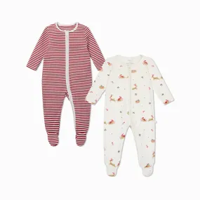 Christmas Clever Zip Sleepsuit 2 Pack