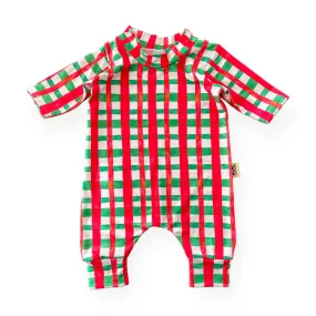 Christmas Gingham Harem Romper