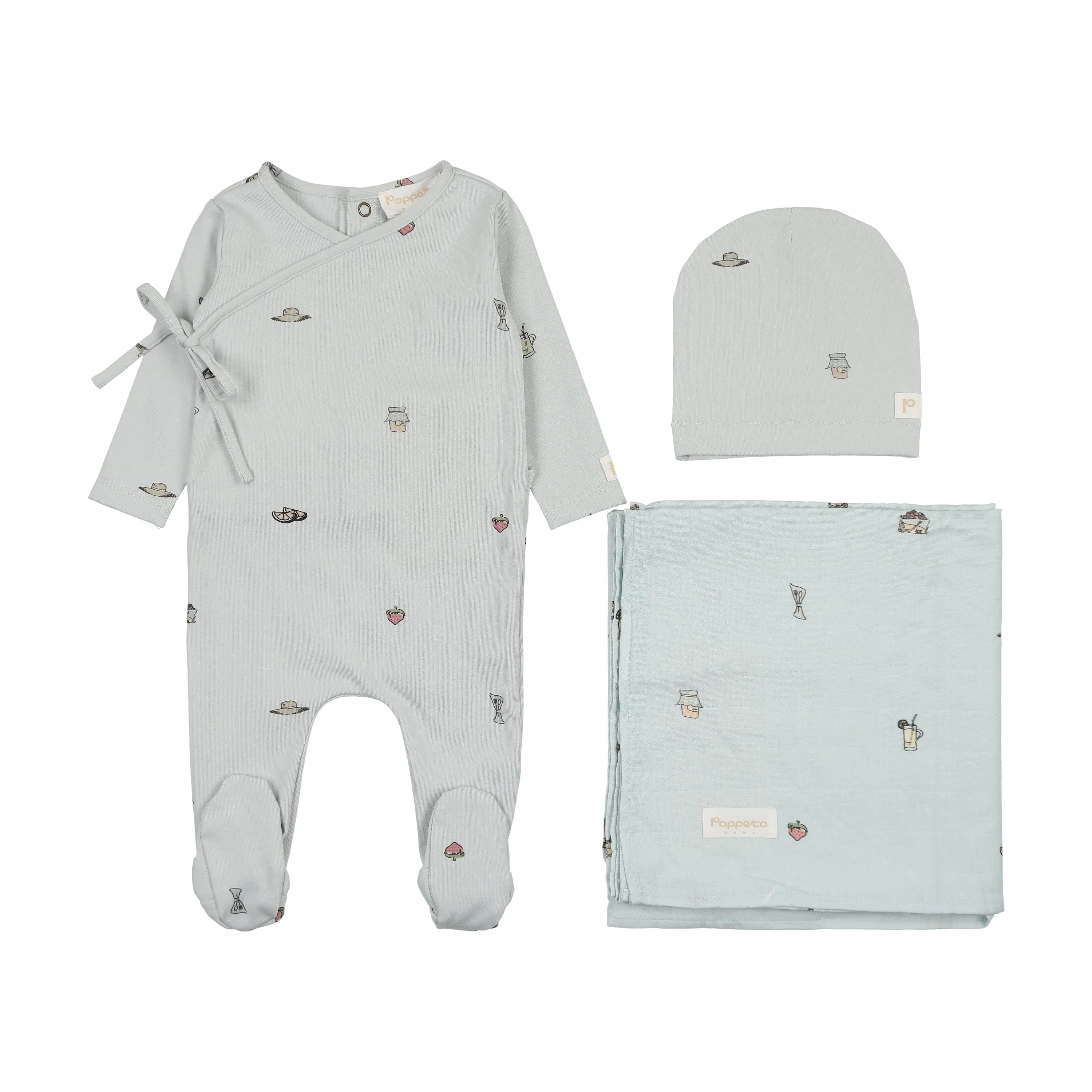 Citrine Blue Print Picnic Layette Set