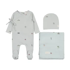 Citrine Blue Print Picnic Layette Set