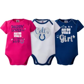 Colts Girls 3 Pack Short Sleeved Onesies