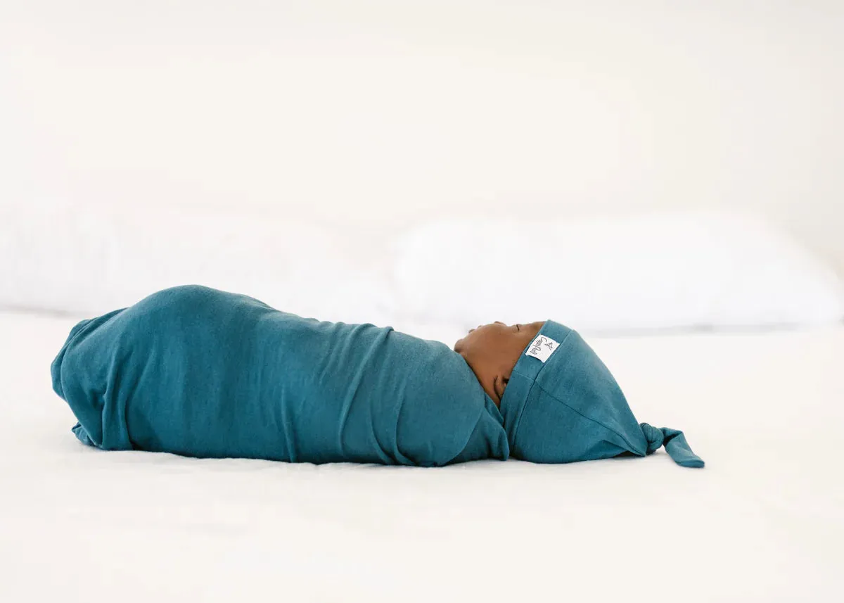Copper Pearl Newborn Top Knot Hat | Steel