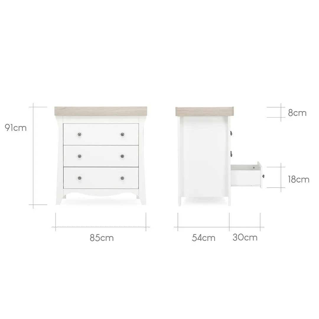 CuddleCo Clara 3-Drawer Dresser   Changer - White/Ash