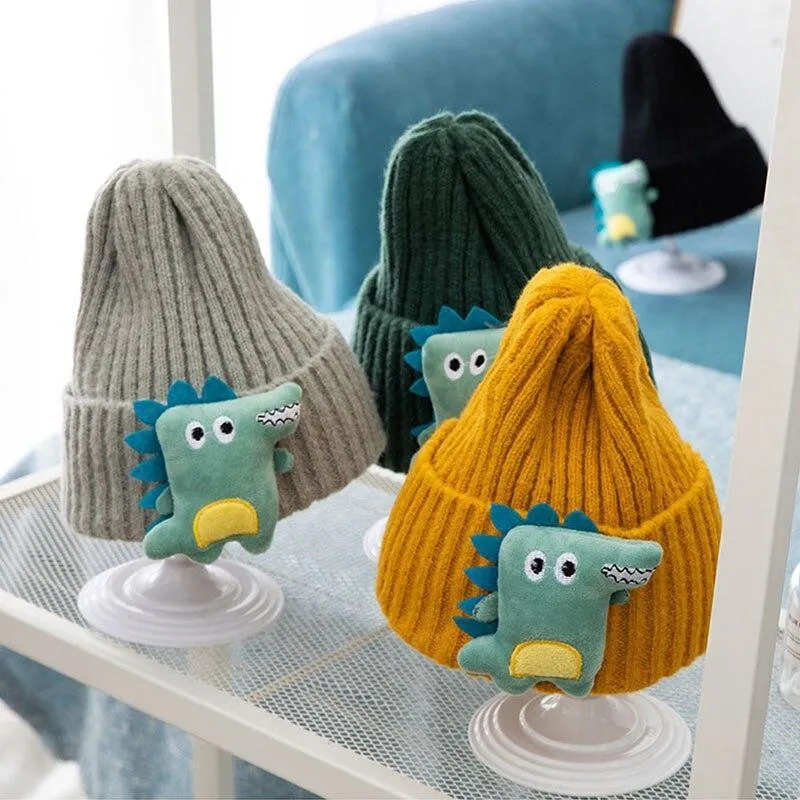Cute Dinosaur Knitted Baby Hat Cartoon Warm Kids Girl Boy Beanie Autumn Winter Children Toddler Cap Bonnet Enfant Unisex Monster