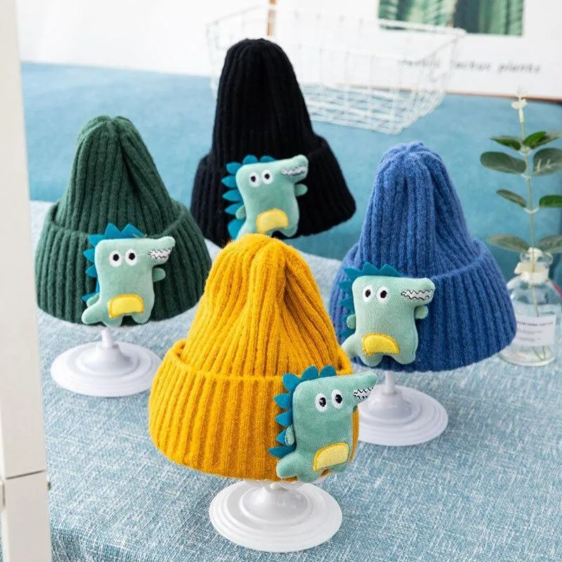 Cute Dinosaur Knitted Baby Hat Cartoon Warm Kids Girl Boy Beanie Autumn Winter Children Toddler Cap Bonnet Enfant Unisex Monster