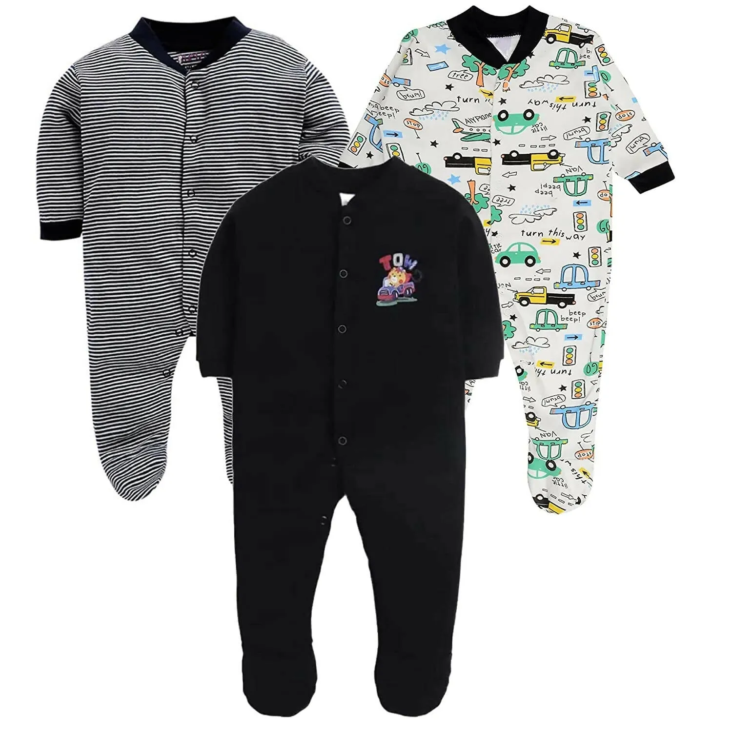 Daddy - G Rompers/Sleepsuits/Jumpsuit /Night Suits for New Born Babies - Black