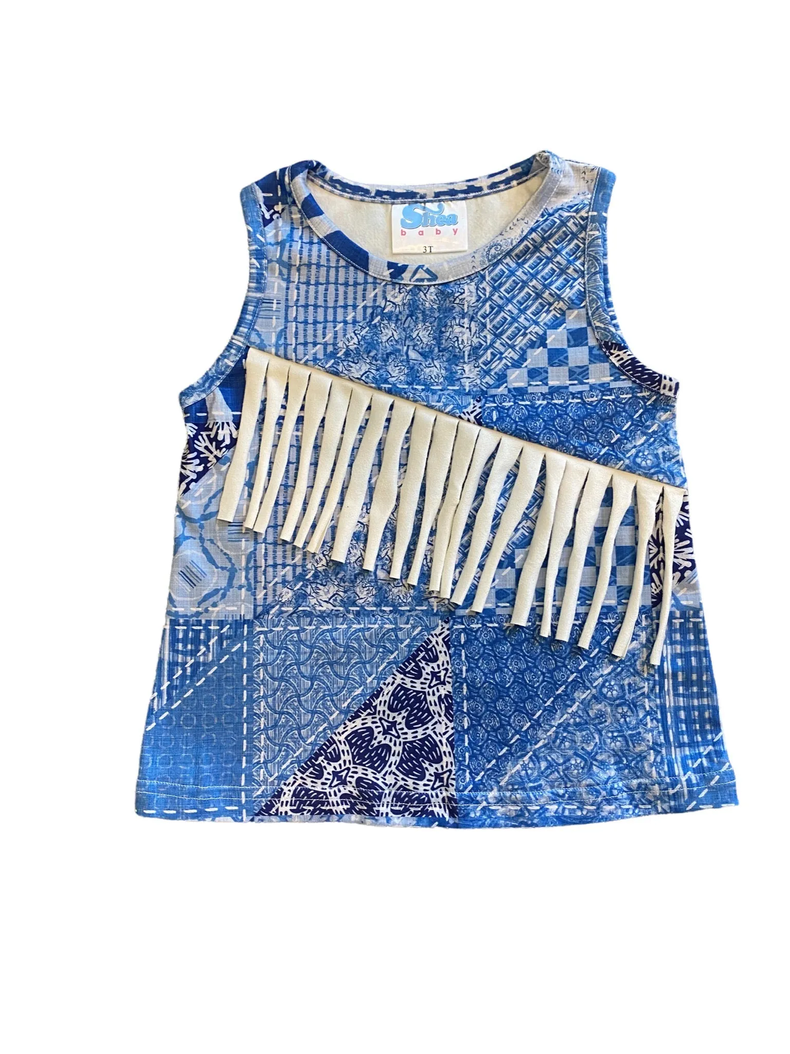 Denim Print Sueded Fringe Shirt (2T-5T)