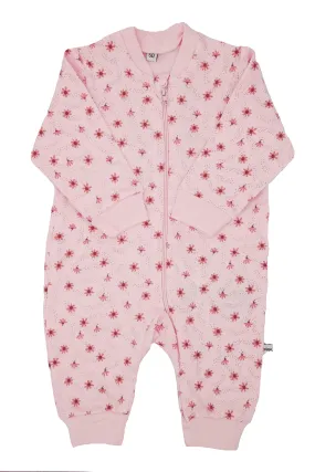 Dusty Pink Flower Print Footless Babygrow
