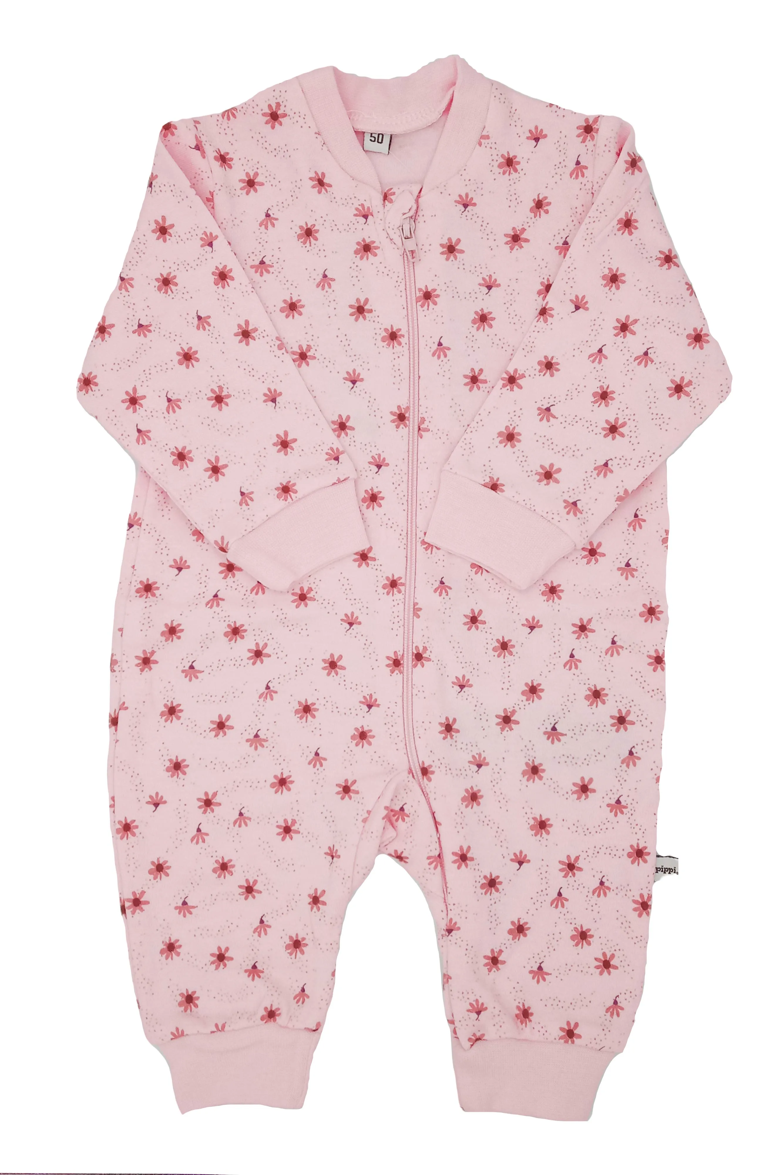 Dusty Pink Flower Print Footless Babygrow