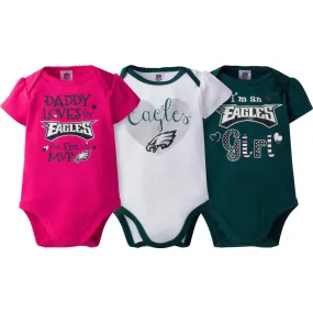 Eagles Girls 3 Pack Short Sleeved Onesies