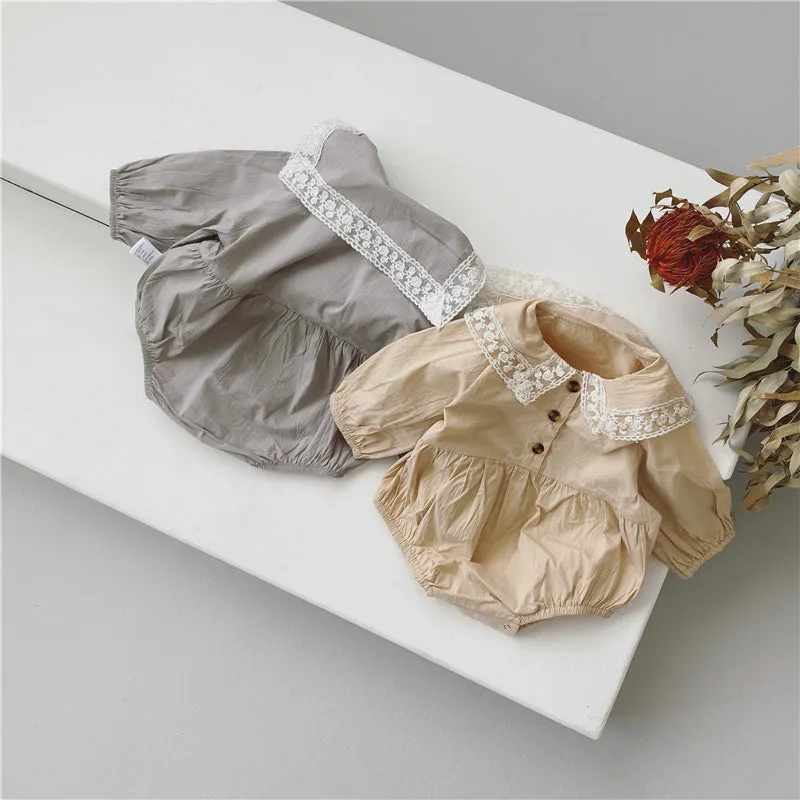 Elegant Lace Collar One Piece Baby Romper 7M-24M