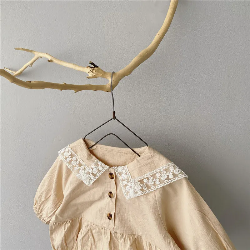 Elegant Lace Collar One Piece Baby Romper 7M-24M