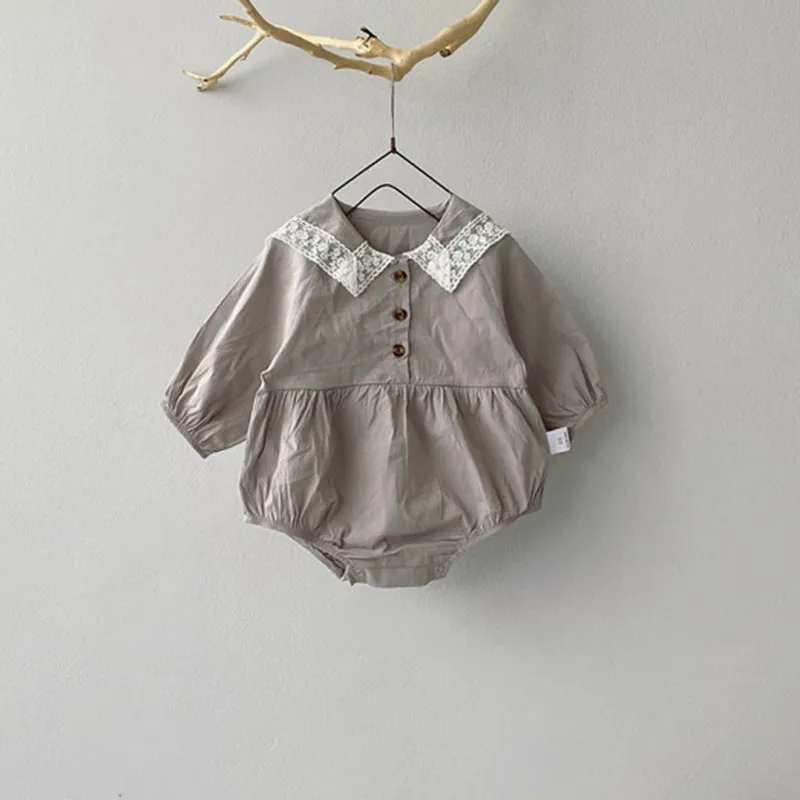 Elegant Lace Collar One Piece Baby Romper 7M-24M