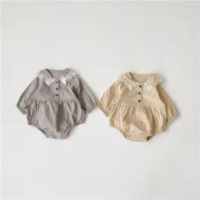 Elegant Lace Collar One Piece Baby Romper 7M-24M