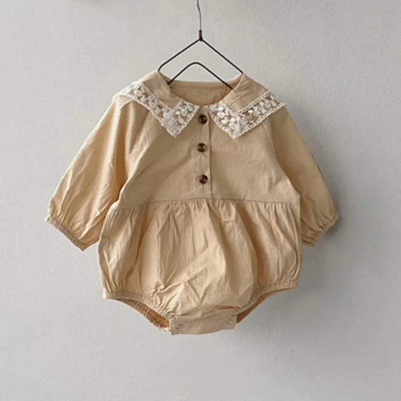 Elegant Lace Collar One Piece Baby Romper 7M-24M