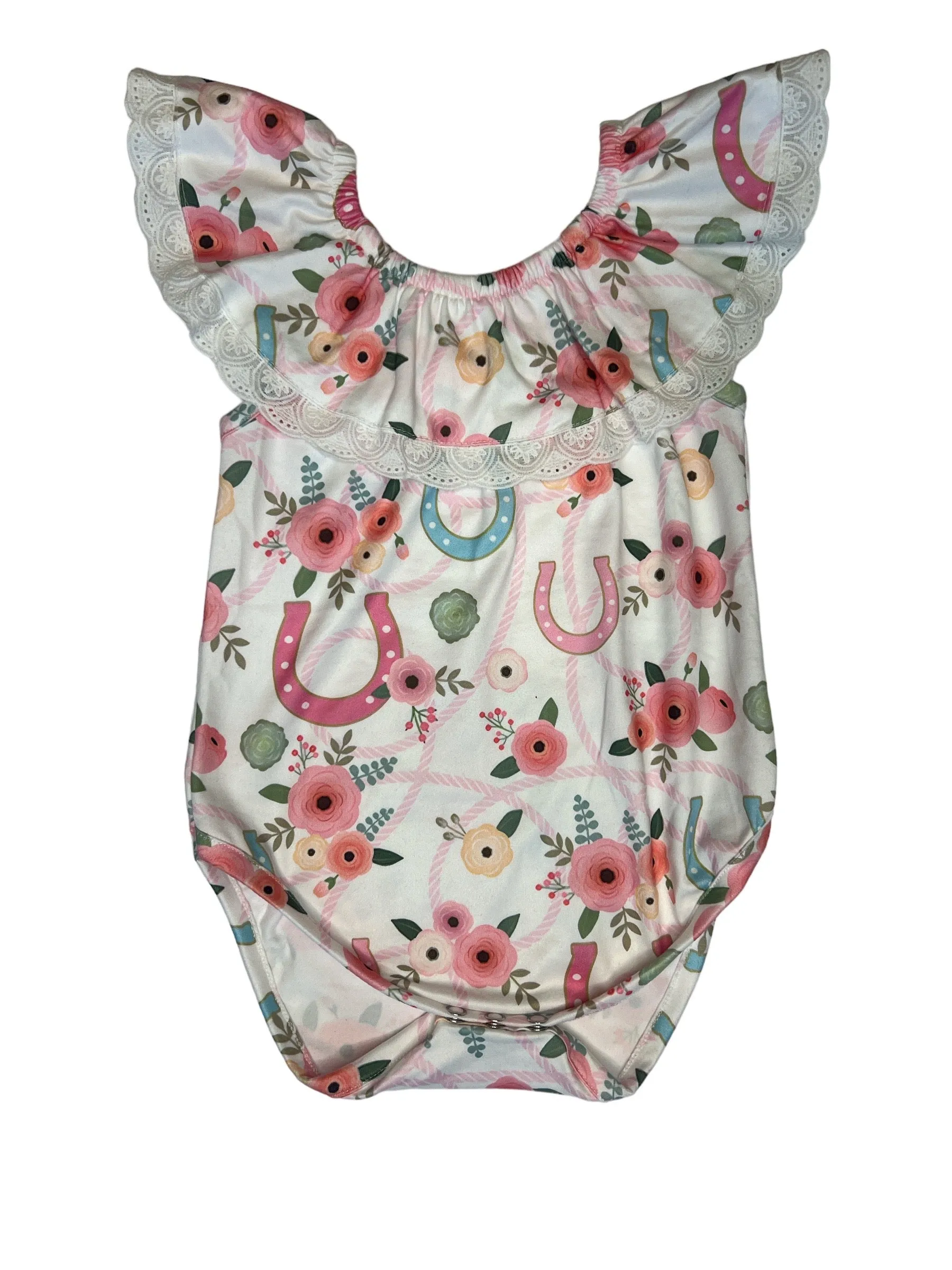 Floral Horsehoe Lace Onesie Baby (0-18M)