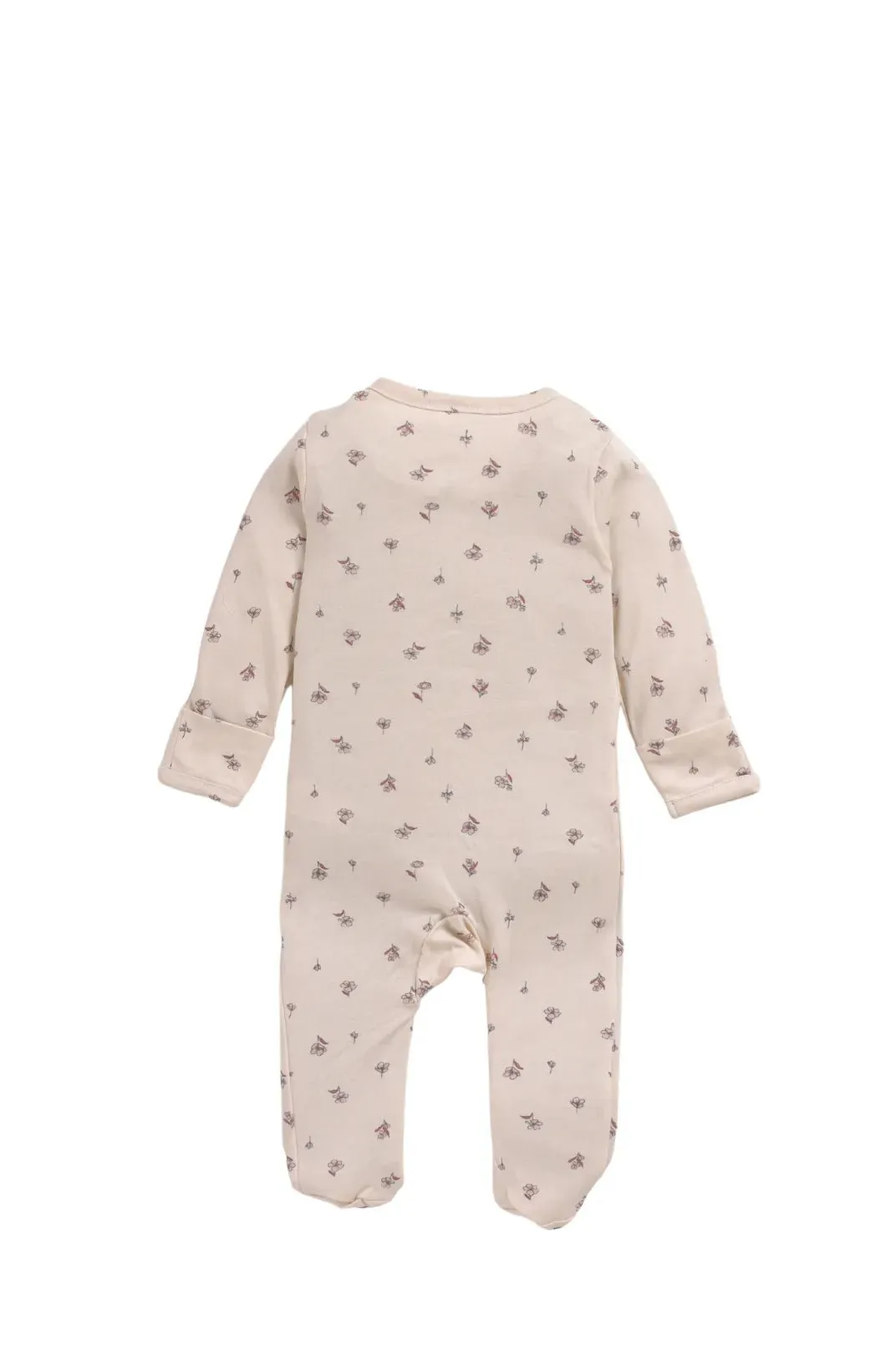 Full sleeve light greyish pink zipper sleepsuit with cap for baby