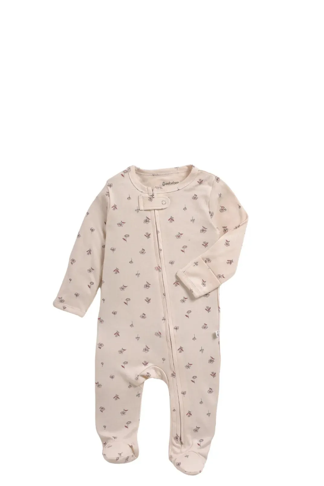 Full sleeve light greyish pink zipper sleepsuit with cap for baby