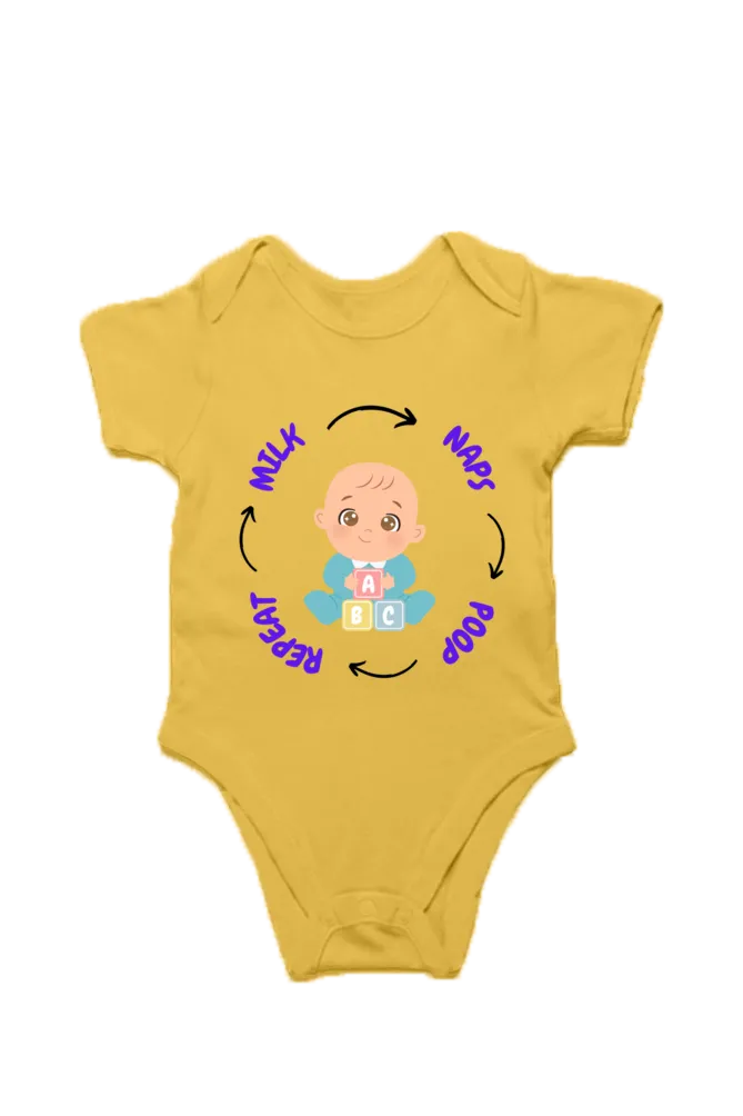 Funny Baby Boy Romper for Tiny Bosses - Milk, Naps, Poop, Repeat