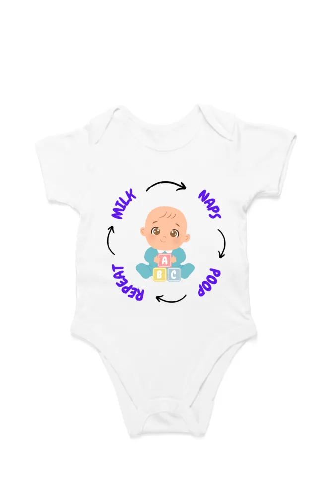Funny Baby Boy Romper for Tiny Bosses - Milk, Naps, Poop, Repeat