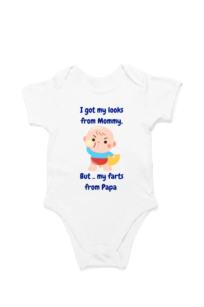 Funny Baby Boy Rompers - Mommy’s Looks, Daddy’s Farts – A Perfect Combo!