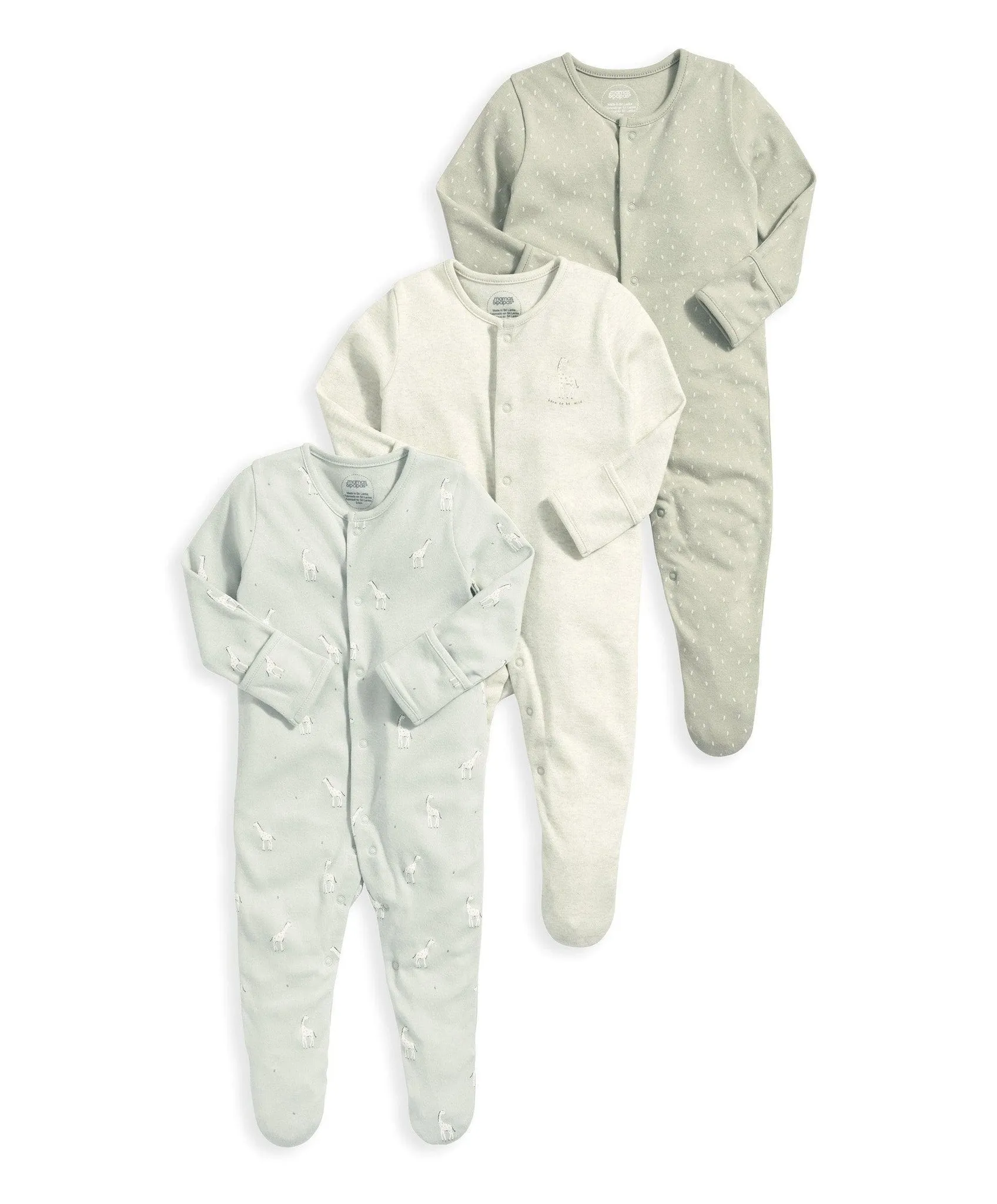 Giraffe Sleepsuits (Set of 3) - Spotty
